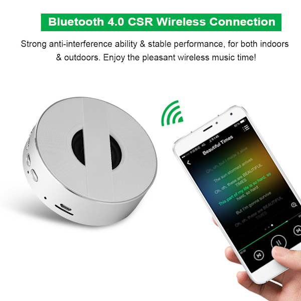 Mini langaton Bluetooth 4.0 -kaiutin HiFi-stereovahvistin MP3-soitin, tukee mikrofonia ja TF-korttia
