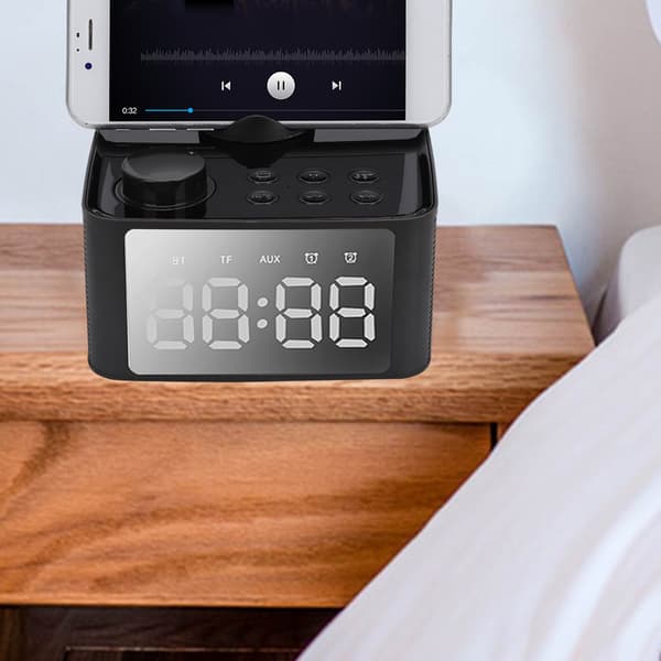 B1 Bluetooth 5.0 Højttaler Multifunktion Trådløs Digital LED Display Mini Vækkeur (Sort)