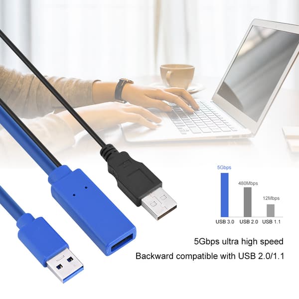 USB3.0 han til hun højhastighedsforlængeradapterkabel (blå 8m)
