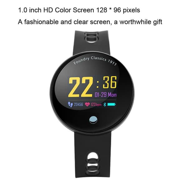 Smart Watch Vandtæt Hjertefrekvens og Blodtryksmonitor Smart Armbånd Sort