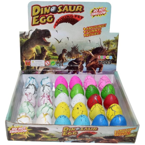 Dinosaur egg Leketøy klekking Dyrking Dino Dragon for barn Stor størrelse Pakke med 30 stk, bland farge