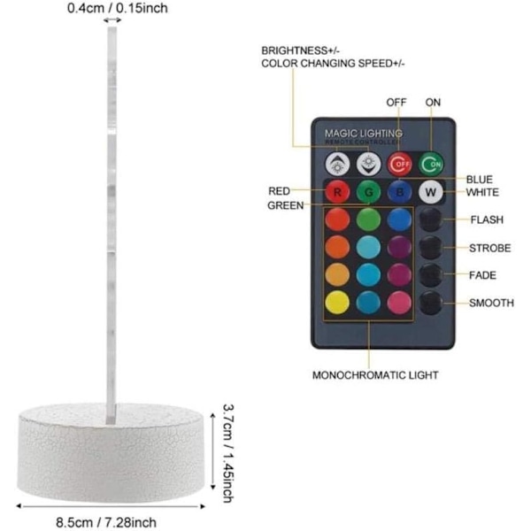 Sportbilsinspirerade Filmfigur-Actionfigurer 3D Cartoon LED 16 Färger Nattlampa Sängbord Stämningslampa Semester Vänner Födelsedagspresent Leksak USB Bordlampa