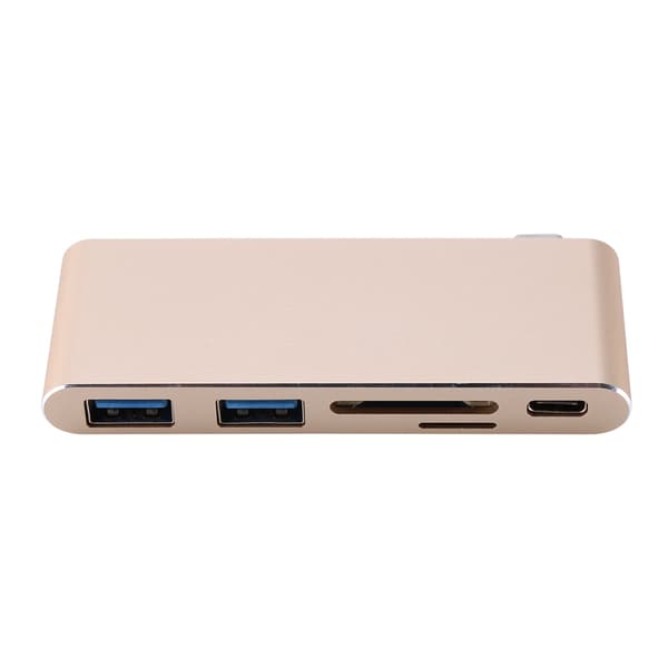 USB-C 3.1 Multi-port Hub Adapter 2 USB3.0 Porter Type-C PD SD/TF Kortleser for MACBOOK Gull