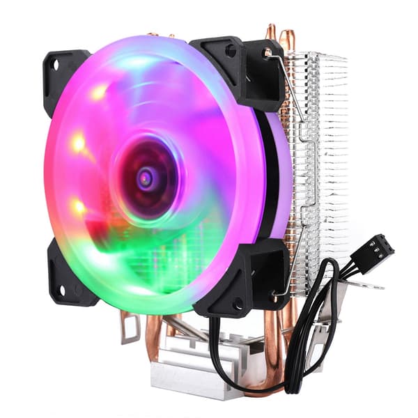 9cm CPU-køler 2 rør enkelt ventilator CPU-køling radiator Aurora farverige lys luftkøling ventilator