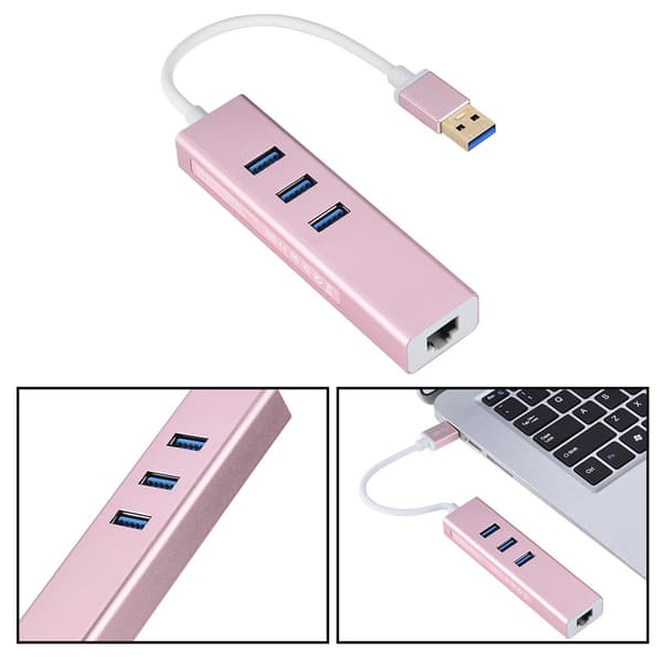 3-porttinen USB 3.0 Gigabit Ethernet Lan RJ45 -verkkoadapteri