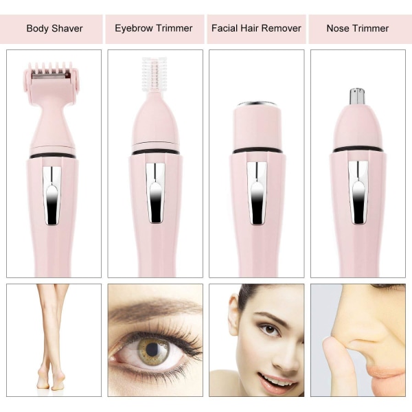 Facial Hair Removal for Women, 4 in 1 Lady Electric Shaver for Women Epilation, Painless Rechargeable Wet and Dry Bikini Trimmer Epilator for Women