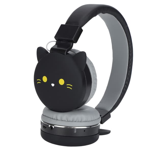 Børneheadset Søde Dyr Bluetooth 5.0 Børnehovedtelefoner med Mikrofon til Børn Lille Sort Kat