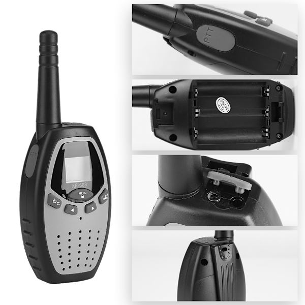 1 Set Walkie Talkie 2-vägs radio Intercom Upp till 3 km räckvidd för barn Present Grå