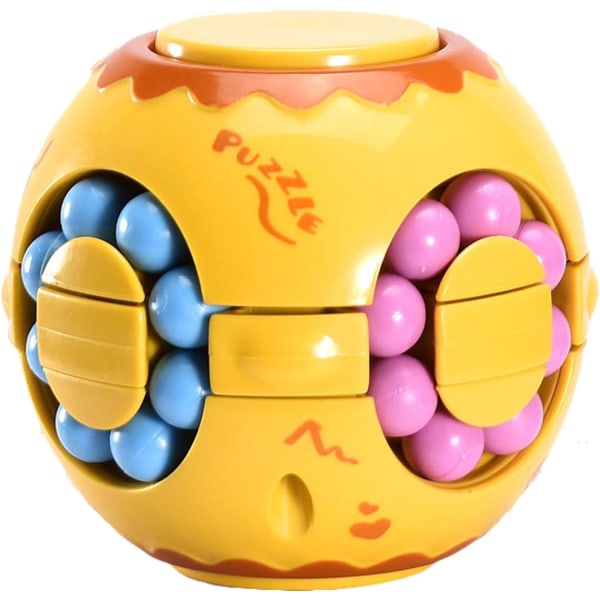 2 i 1 Roterende Fidget Spinner Magic Bean Infinity Cube Stressball Voksne Barn Unisex-barn Pedagogiske puslespill (gul)