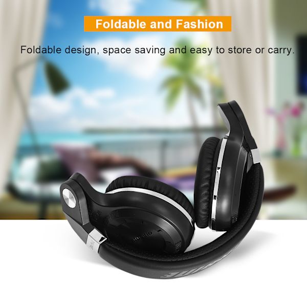 3D-lyd effekt Foldable justerbar Over Ear Bluetooth 4.1 støyreduksjonshodetelefoner Svart