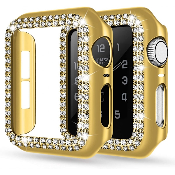 Til Apple Watch Case 44mm Series 6/5/4 SE Bling Rhinestone Apple Watch Case Bumper Frame Skærmbeskytter Case til iWatch Series 44mm Guld