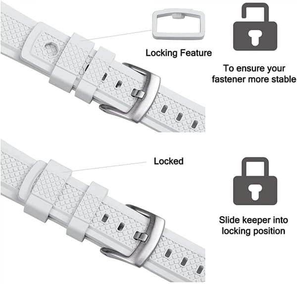 AVEKI Watch Bands 22mm Rustfrit Stål Spænde Quick Release Fluoro Gummi Urrem Til Mænd, Hvid