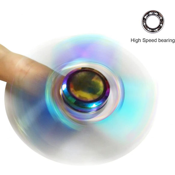 Metalliska Regnbågsfidgetspinnare, Handspinnare Leksak Kan Snurra 1-3 Min Stressreducerare Hög Hastighet Lager för Vuxna Barn, Kontorsbord Gadget