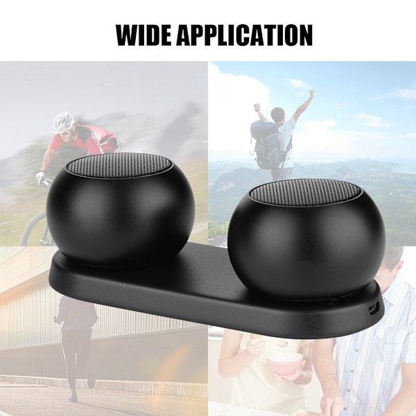 Aito langaton stereokaiutin Stereoääni Bluetooth-kaiuttimet mikrofonilla ja latausalustalla - Musta