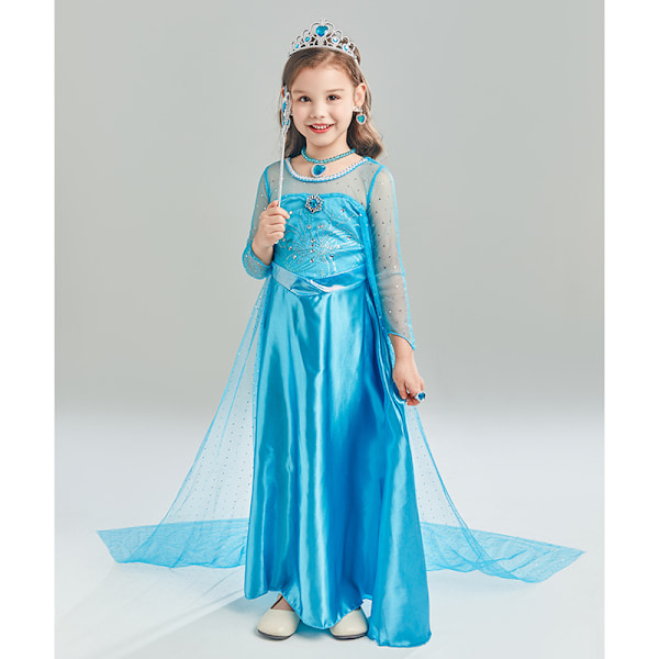 Prinsessklänning Kostym, Prinsessutklädnad för Flickor, Lyxig Fancy Kostym med Tillbehör, Perfekt för Jul Födelsedagsfest Bil 130CM