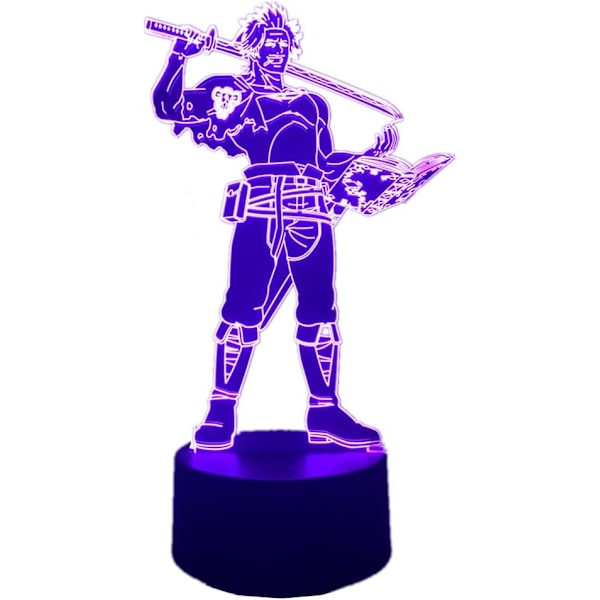 Anime 3D-lampa Black Clover Manga Yami Sukehiro Lampa Cool 3D Illusion Nattlampa Hemrumsdekoration Akryl LED-lampa (16 färger med fjärrkontroll)