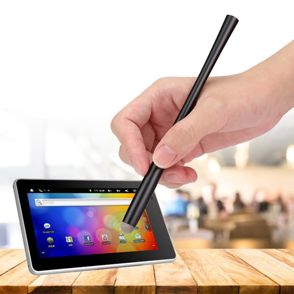 W3L Slim Body MultiFunction Stylus Touch Screen Tegnepen 8A Sølvfiber Klud Pen Tip(Sort)