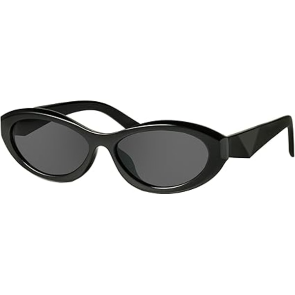 Ovalformade Cat Eye-solglasögon för Kvinnor Retro C1 Black