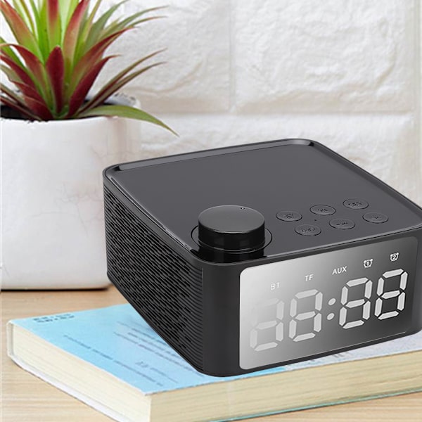 B1 Bluetooth 5.0 -kaiutin Monitoiminen langaton digitaalinen LED-näyttö Minikello (Musta)