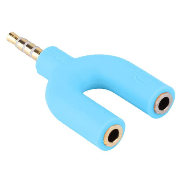 2-i-1 headsetmikrofon U-type 3,5 mm lydkonverteradapter hodetelefon splitter (blå)