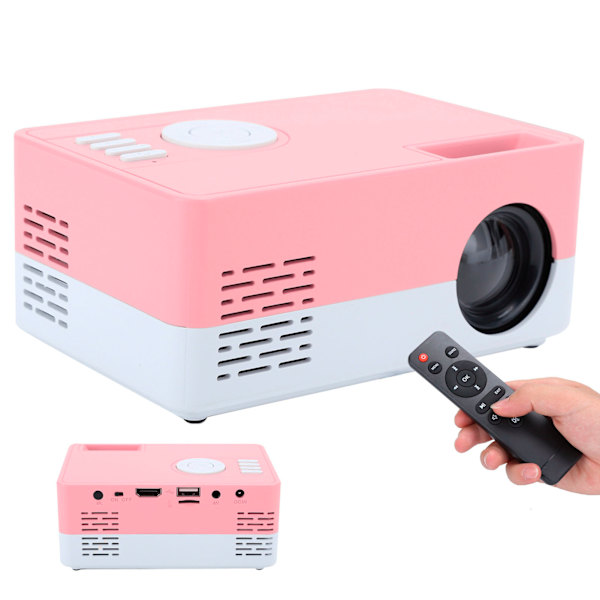 Mini kannettava projektori LED-kotiteatteri Videomediasoitin Projektori telineellä 100-240V Valkoinen Vaaleanpunainen AU-pistoke