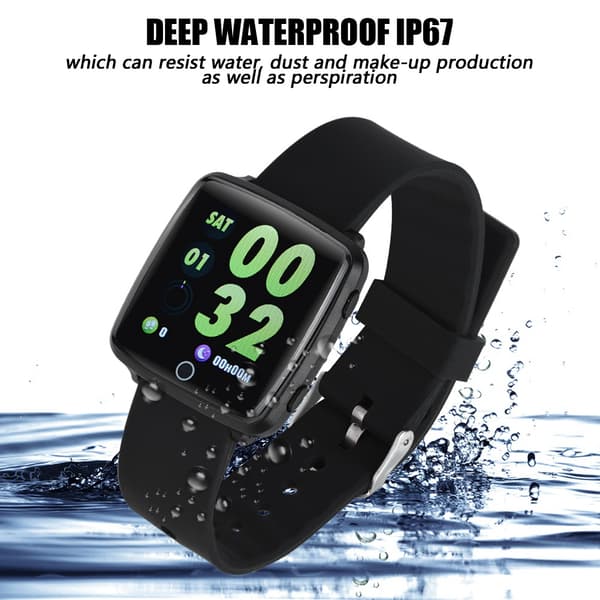Fargerik Sports Intelligent Watch Hjertefrekvens og Søvnmonitorering Bluetooth Svart