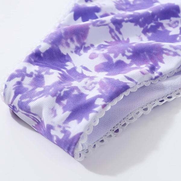 Bikini badedragt sæt til kvinder badetøj trekant badedragt binde snor thong Floral Purple M