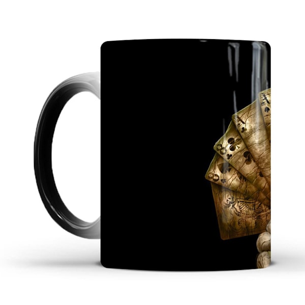 Poker Skull Mugg, Gotisk Köksdekoration, Gotisk Inflyttningspresent, Satanisk Lucifer Present, Skull Dödsgåva, Skull Lover 2022 (Mugg 11 oz Svart)