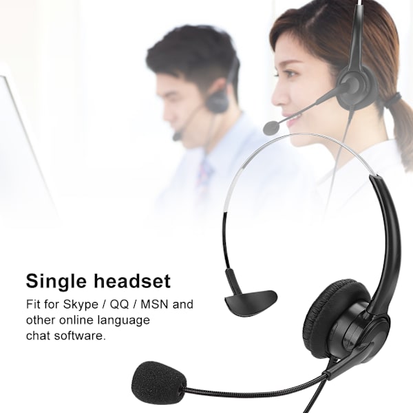 Headset Mono Ear USB-hovedtelefon Øretelefon Computer Notebook Øretelefon til Skype