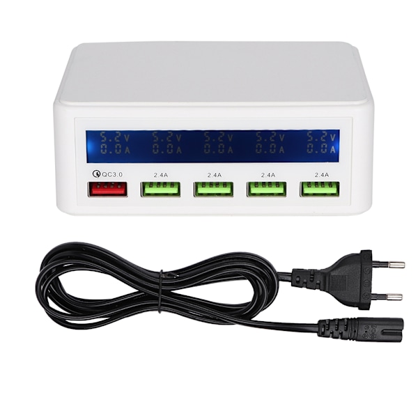 Intelligent Stor LCD-skjerm Digital Display 5-porters USB-lader QC3.0