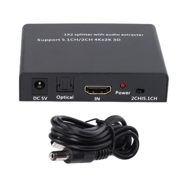 HD Multimedia Interface 1 til 2 Splitter 5.1CH/2CH 4K Konverter med Video Audio Ekstraktor