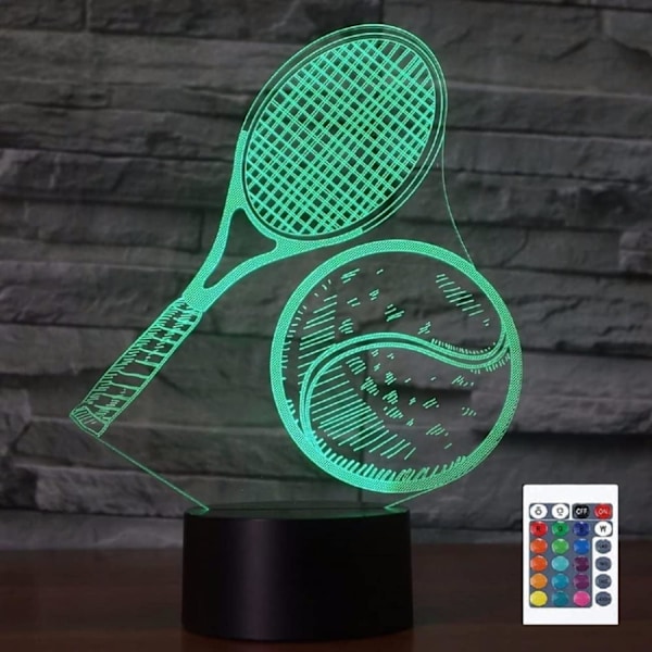 3D Tennis Fjärrkontroll 16 Färger Nattlampor Illusion Akryl LED Bord Sänglampa Barn Sovrum Skrivbordsdekoration Födelsedagspresenter Leksak för Barn