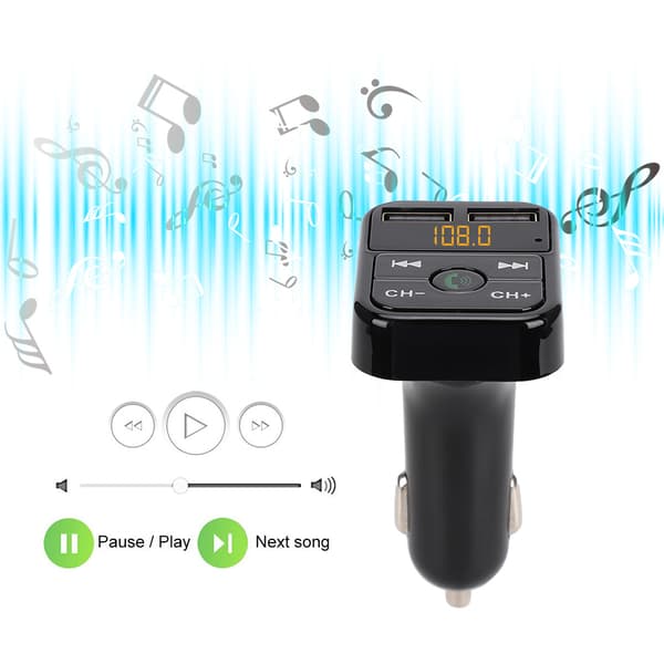 B2 MP3 Bil Bluetooth Håndfri Bil Afspiller FM Transmitter USB Opladning (Sort)