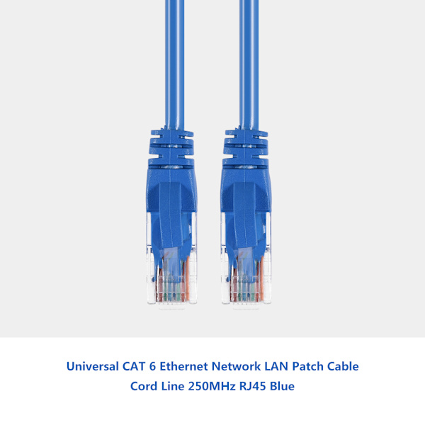 Universal CAT 6 Ethernet Network LAN Patch Cable Cord Line 250MHz RJ45 Blå 20m/65ft 1 stk