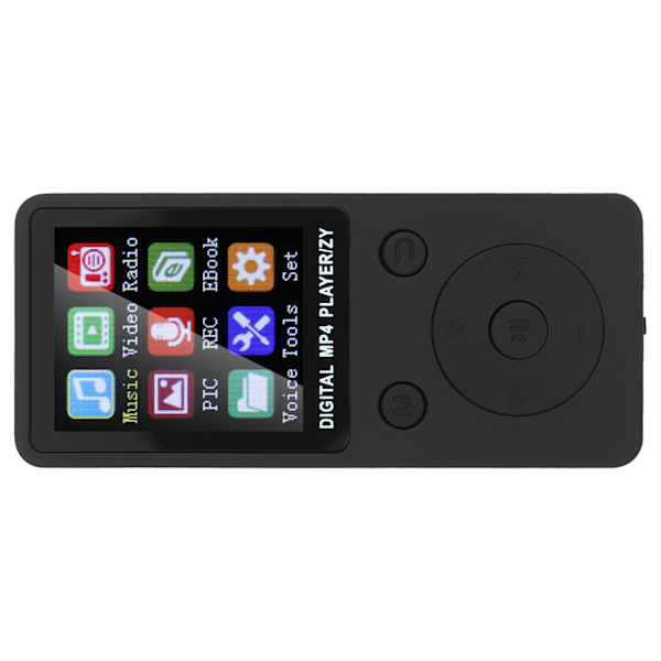 T1 Musik MP3 MP4 Afspiller 8G Bluetooth Understøtter 32G Hukommelseskort Runde Knapper Sort