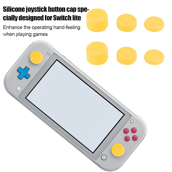 6 st för Switch Lite Joystick Höjdökande Anti-halk Silikon Knappskyddssats (Gul)