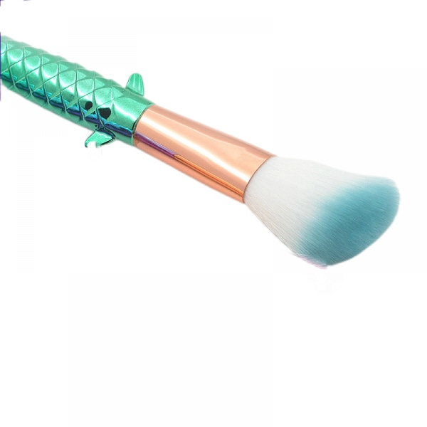 Mermaid Tail Powder Sky Blue Gradient Håndtag Makeup Børste, 1 stk Contour Highlighter Pensel, Makeup Beauty Tool