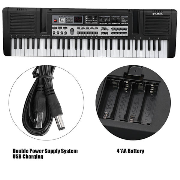 61 Tangenter Bærbart Elektronisk Orgel Børn Digital Keyboard med Mikrofon Musik Legetøj