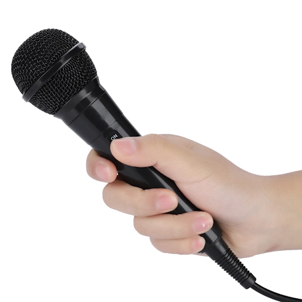 Bærbar håndholdt dynamisk mikrofon med ledning til klar stemme til karaoke (sort)
