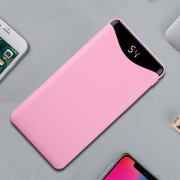 TF-7106 10000mAh Bärbar Digital Skärm Display Typ-C Snabbladdning Powerbank (Rosa)
