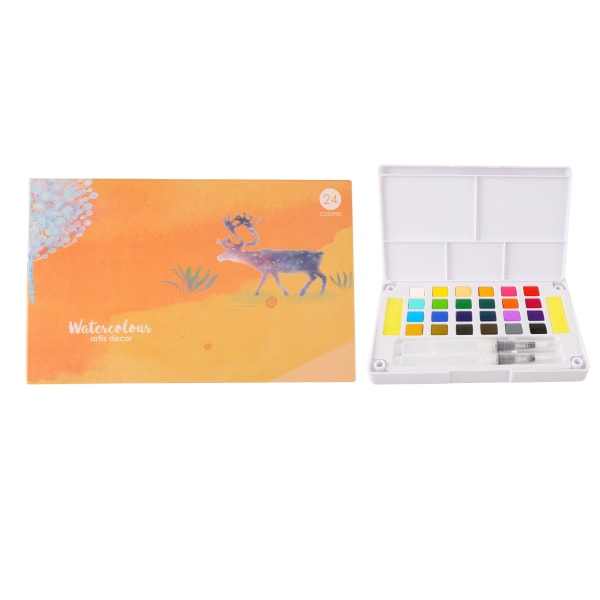 Vandfarvemaling 24 lyse farver Hurtigttørrende høj gennemsigtighed akvarelfarvesæt med pennesvamp til børnekunstnere