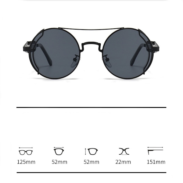 Steampunk-aurinkolasit John Lennon Hippie-lasit Retro Pyöreä Metallirunko Naiset Miehet