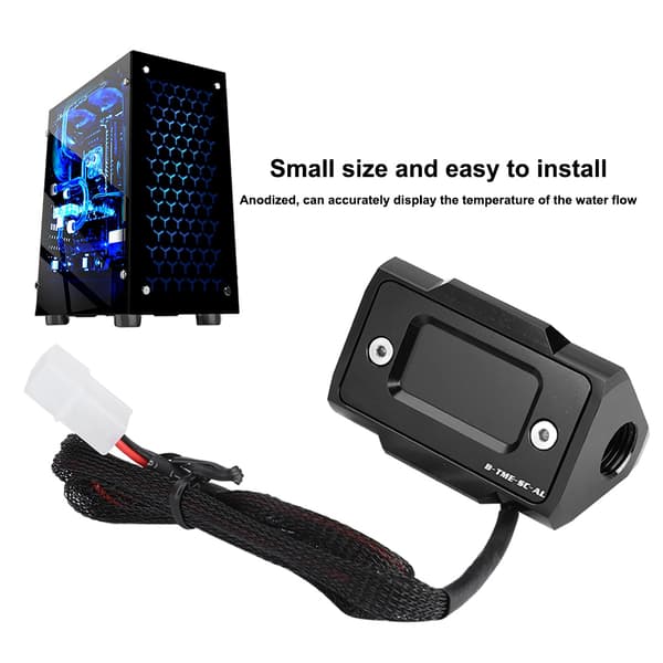 PC Vannkjølingssystem LCD Digital Display Termometer Temperaturmåler (Svart)