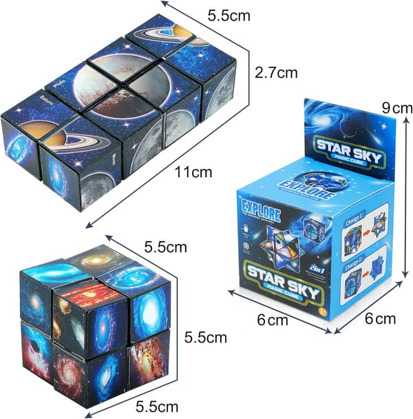Stjerneterning, 2 i 1 Combo Infinity Cube Fidget Legetøj Magic Star Cube Glat Overflade Magic Cube Puslespil til Stress og Angstlindring Mini Legetøj