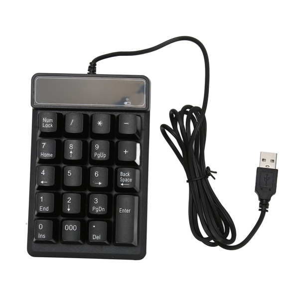 Kablet nummertastatur Svart USB-tilkobling 19 U-formede taster Plug and Play Kompakt numerisk tastatur for bærbar PC Desktop