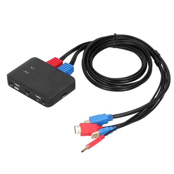 2 Port HDMI KVM-switch med kabler 4K 60Hz HDMI-switchboks til Windows/IOS/OS X/Linux