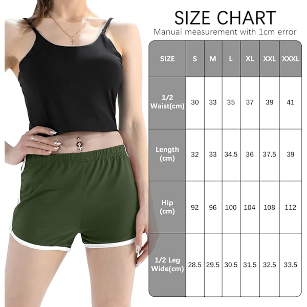 2-pack bomullssportsshorts yoga dansshortbyxor sommar träningsbyxor, svart, armégrön (XL)