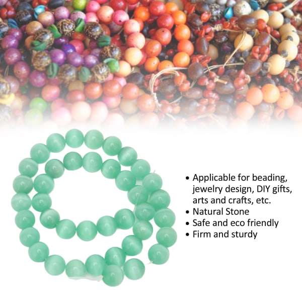 10 mm smycken DIY Rund Pärla Utsökt Elegant Natursten Pärla för Armband Halsband Göra Grön Blå