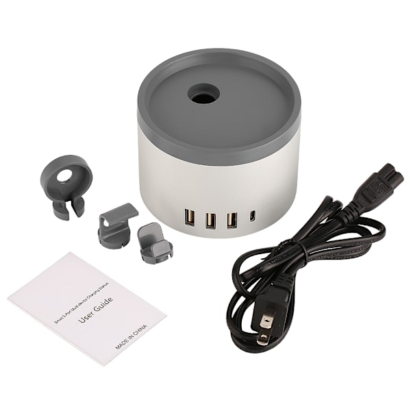 4 USB-porttia ja 1 Type C -latausasema telineellä 2,4A lähtö