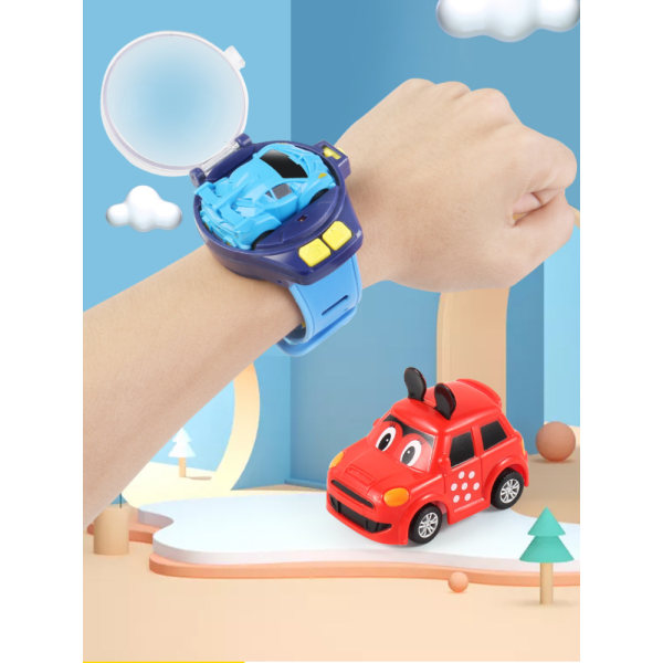 (1 pakkaus) Auton kellolelu Sähköinen lasten Mini Racing Boy Kauko-ohjattava auto Auto kello (Päivitys - Sininen myrkky (ladattava versio))